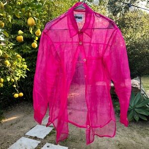 Apparis Vibrant Sheer Pink Button-Down Shirt